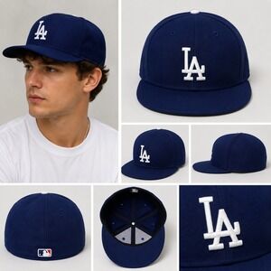 Los Angeles Dodgers Hat New Era 59FIFTY Fitted Hat Blue MLB Authentic Vintage 7